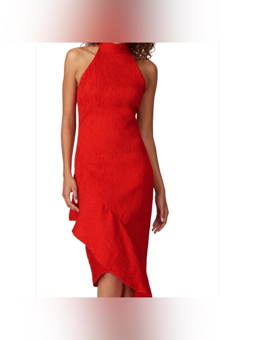 Elliatt Felice Red Asymmetric Halter Midi Dress